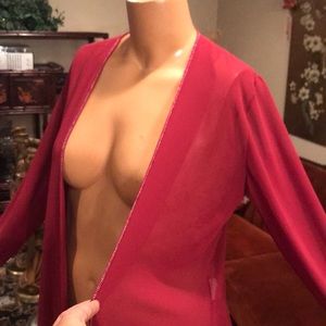 Sheer chiffon duster cover up burgundy size 18 1X